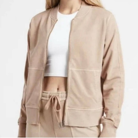 Athleta Farallon Semi-Fitted Organic Cotton Zip Up Jacket Molt Athleisure Active - Picture 1 of 16